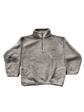Vintage Kanata Greige Grey Beige Fleece 1/4 Zip Sweater, Size XL